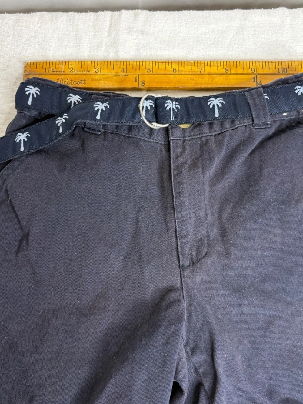 Y2K Gymboree Navy Blue Uniform Shorts Size 8 Adjustable Waist Palm Tree Belt Kid